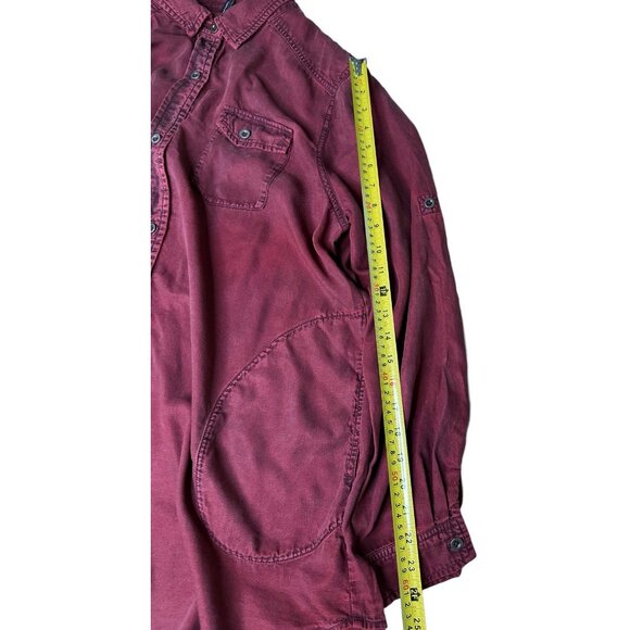 Stella Carakasi Washed Indigo Tunic Port Red Button Up XL Tencel - Picture 7 of 9